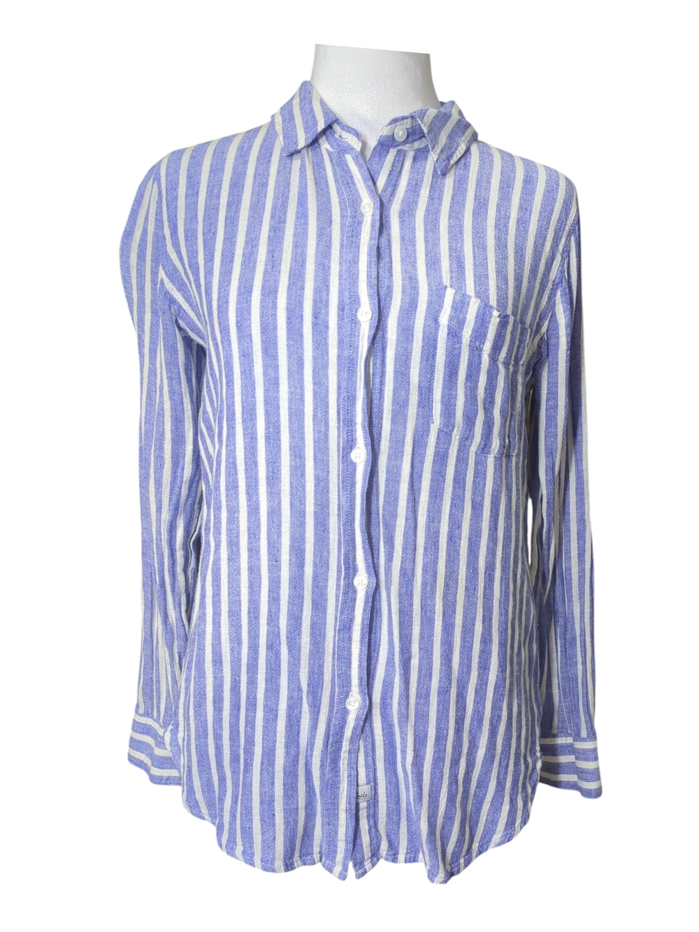 Rails Blue and White Vertical Stripe Button-Down Shirt